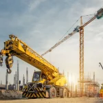 A crane operating at a construction site in Malaysia.